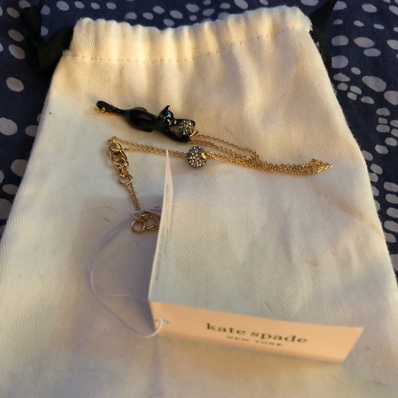 Kate Spade House cat playing with ball necklace NWT